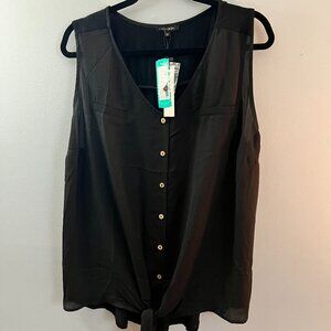 papermoon penta mixed material button down blouse